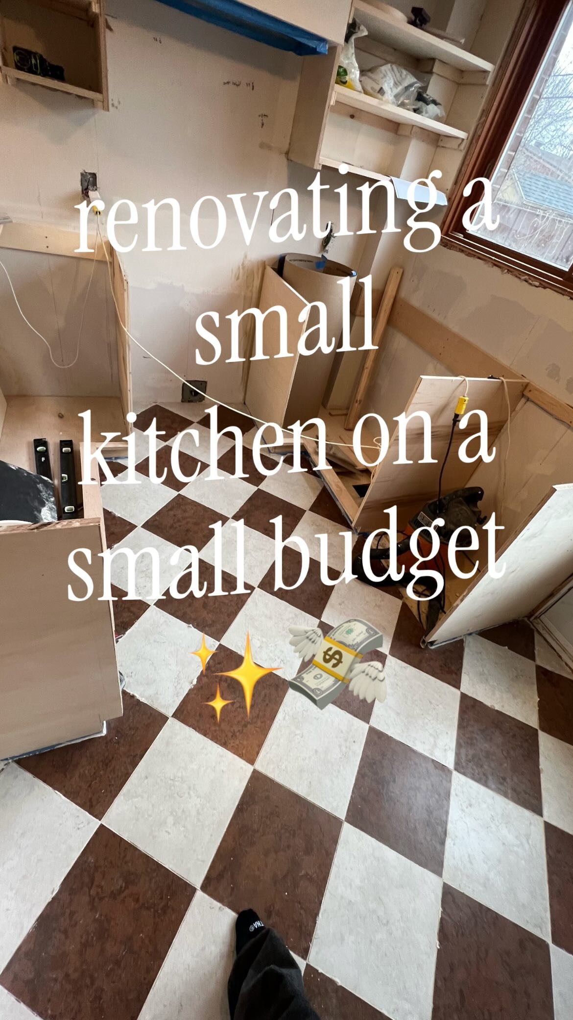 OKKK you guys i have a FLOOORRR and not just any floor the most amazing diamond checkered porcelain tiles (from @italnord_ceramique) that have a little bit of a marble look (without the marble price tag cuz this is renovating a small kitchen on a small budget where the entire budget went to my faucet 💸✨🚰but that’s another video) 

anyways i love them, let me know what you think in the comments 👇 yay or nay?? 

next steps in the never ending kitchen reno series: finish cabinets, paint, get counter guy to come back… and i think this is week 5 or week 6 but who’s counting😅😅😅

follow @earth.to.rose to see my dream kitchen come to life and check last weeks video for the full vision 🫡

#smallkitchen • #kitchenrenovation • home renovation • kitchen remodel • tile installation