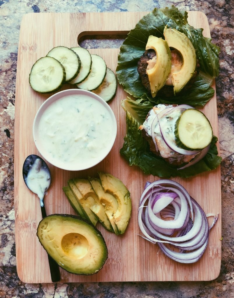 lamb burgers with homemade tzatziki