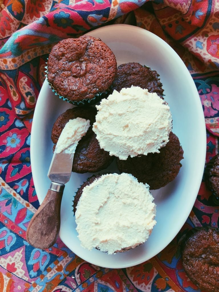 grain free vanilla caramel swirl cupcakes