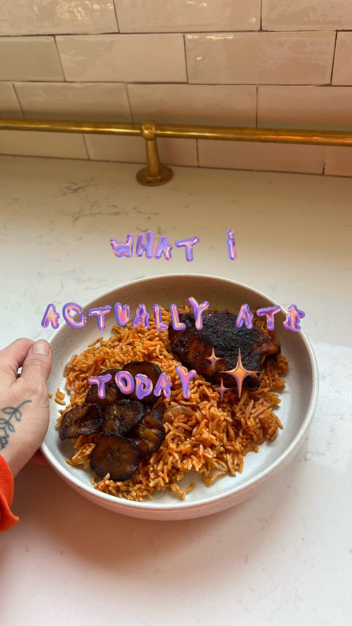 what i actually ate today | ep. 2 | september 8, 2026

here’s a quick peak at a regular weeknight meal in our household rotation: jollof, chicken and plantain. i may have fried the plantain until black but it was very ripe 😅 and the chicken is a new recipe that turned out soo good but it was tamari, chicken stock, honey and ginger combo that i don’t usually do for chicken but stay tuned for a proper recipe!! unfortunately this was shot during actual toddler dinner time with plenty of background asmr 😌 and that could honestly be a video in its own right 😭 anyways that’s all for today!!

follow for more genuine looks at what i actually eat in a day as someone with ibd, in remission, off meds, and off any particular diet at the moment but still conscious of it 🙋‍♀️

ibd diet • what i eat in a day • meal of the day • jollof • plantain • dinnertime