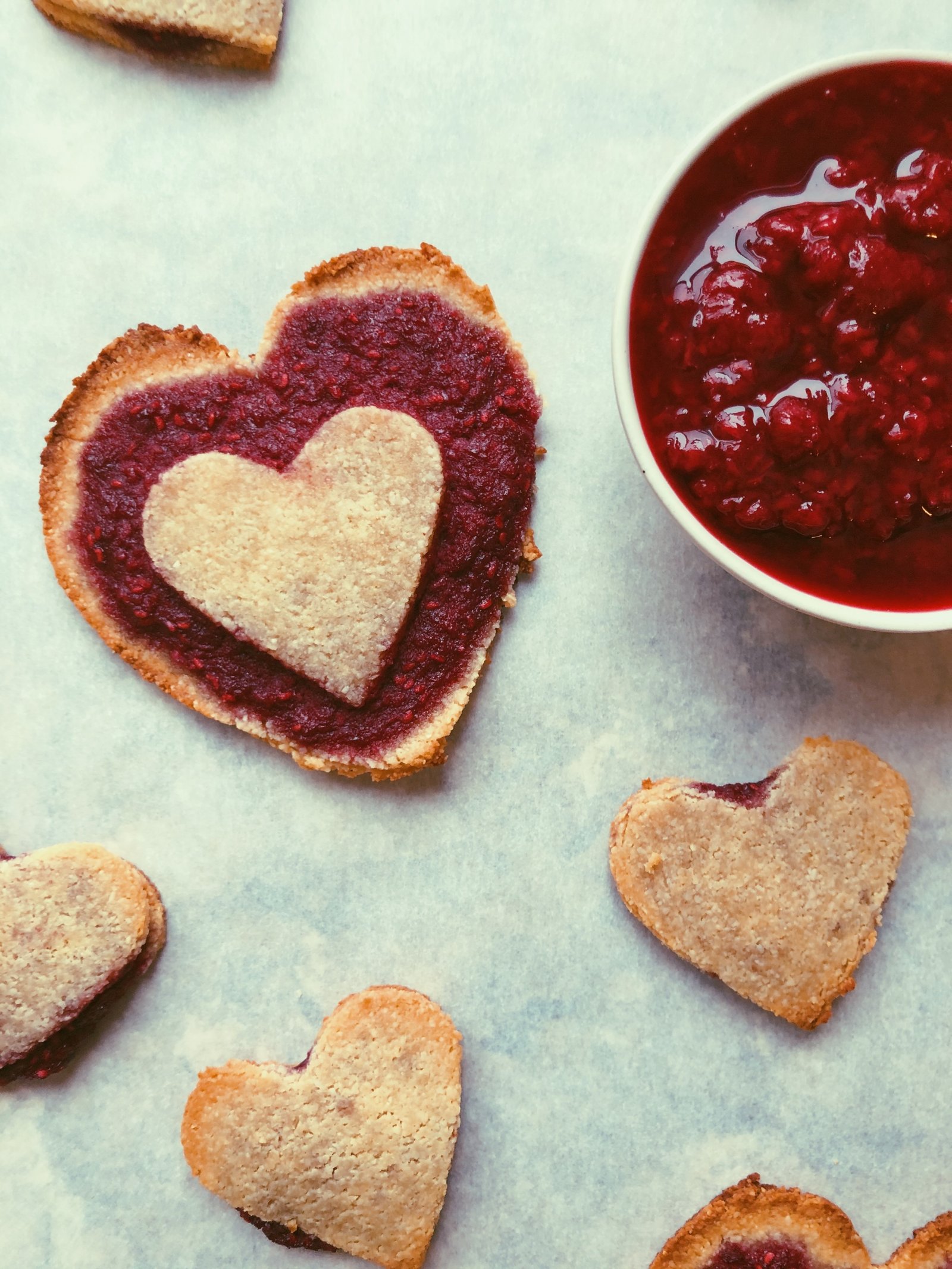 raspberry jam-filled cookies, grain free, scd diet, refined sugar free