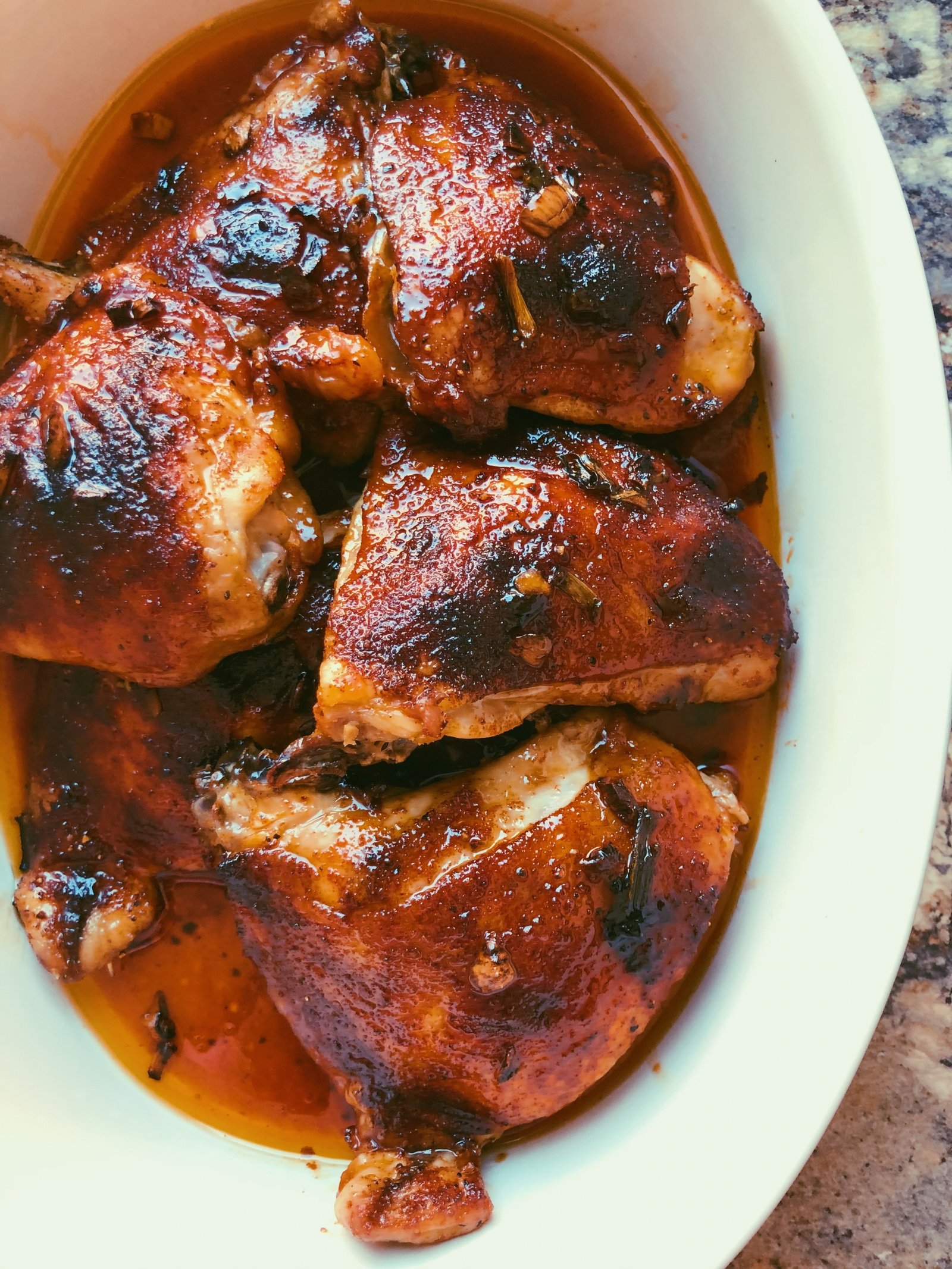 honey garlic chicken thighs w green onions