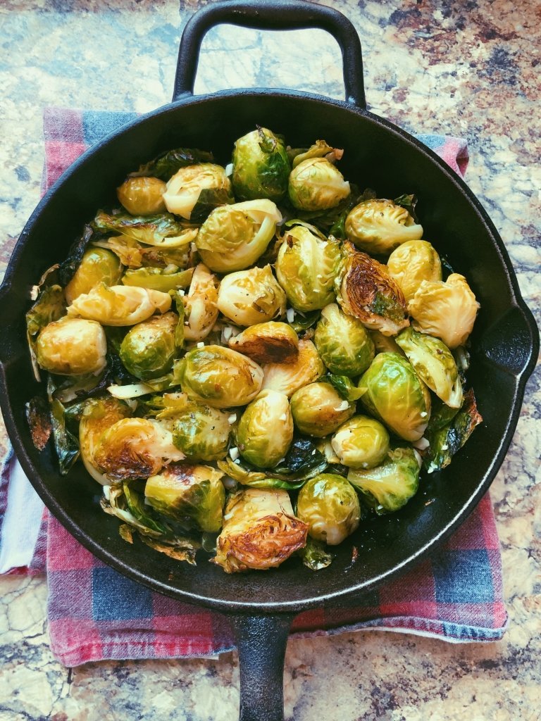 easy lemon garlic pan-fried brussel sprouts