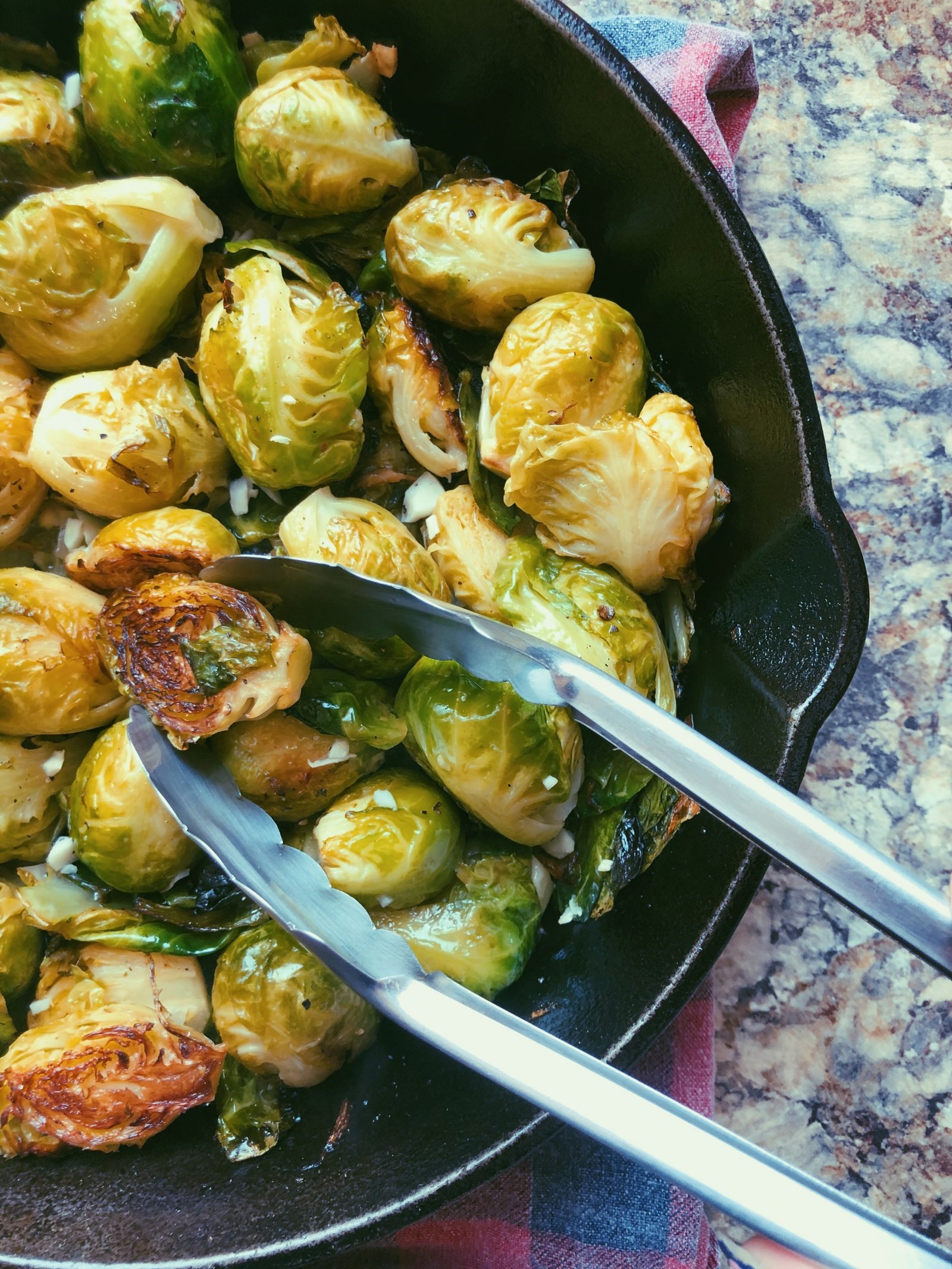 easy lemon garlic pan-fried brussel sprouts