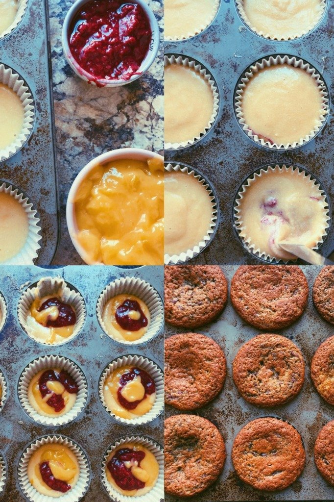 lemon curd & raspberry jam explosion muffins
