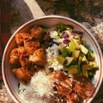 figgy pan-fried chicken and prosciutto with salad