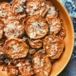 sweet potato parmesan crisps with garlic butter