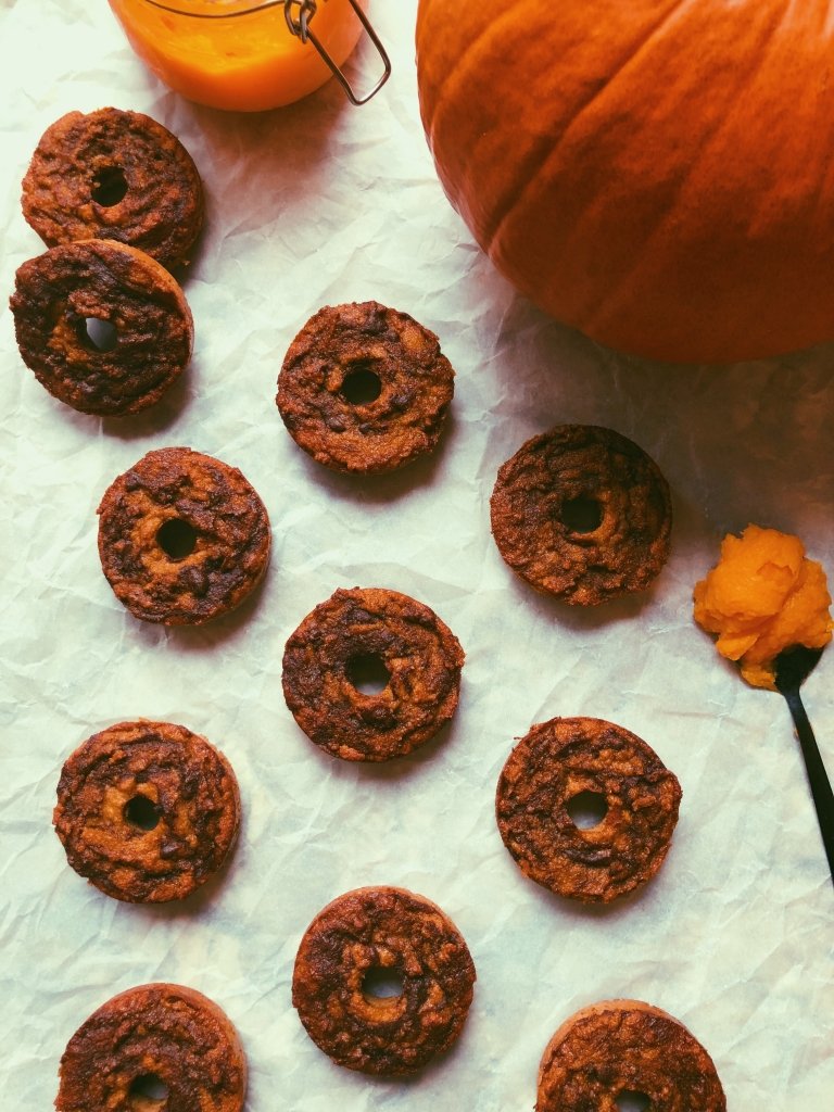 grain free pumpkin marble donuts