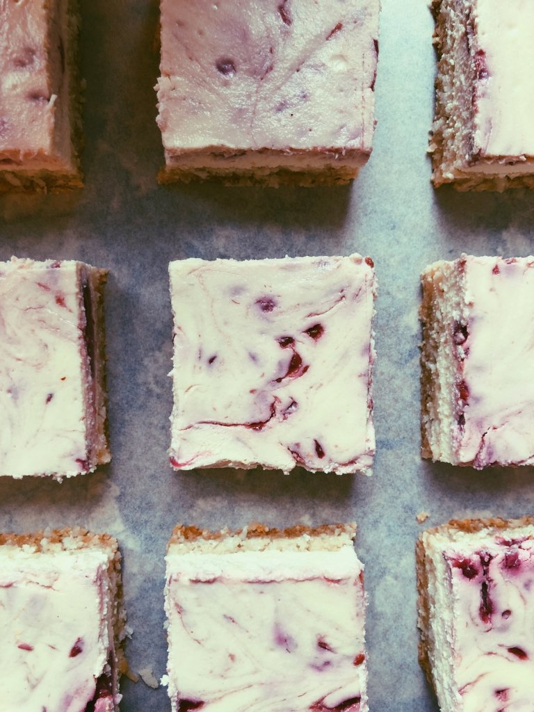 cheesecake raspberry jam swirl bars