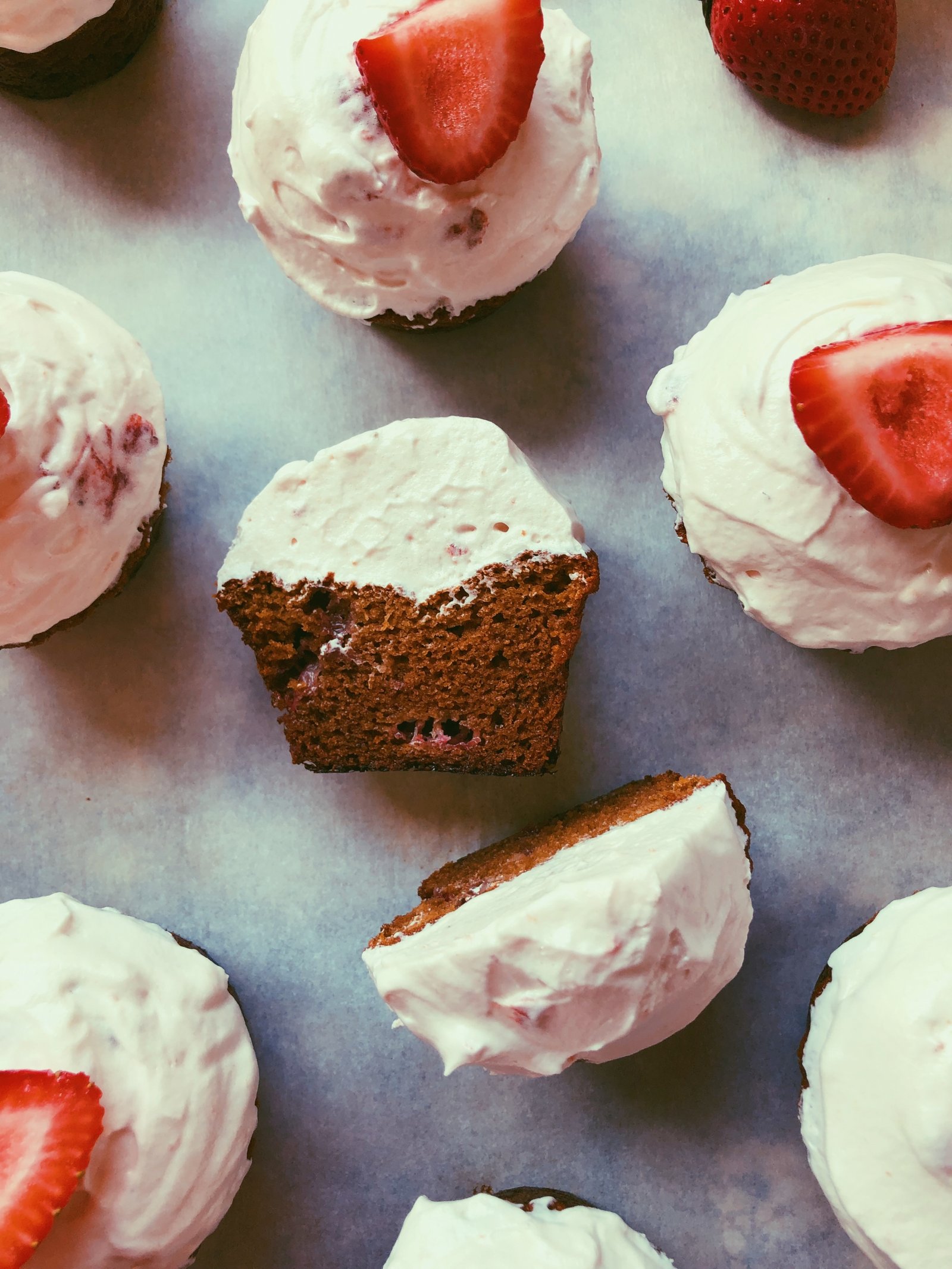 STRAWBERRY CUPCAKES WITH STRAWBERRY HONEY MERINGUE FROSTING (GRAIN FREE, SCD DIET)