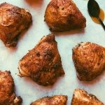 salt & pepper chicken thighs with homemade honey mustard