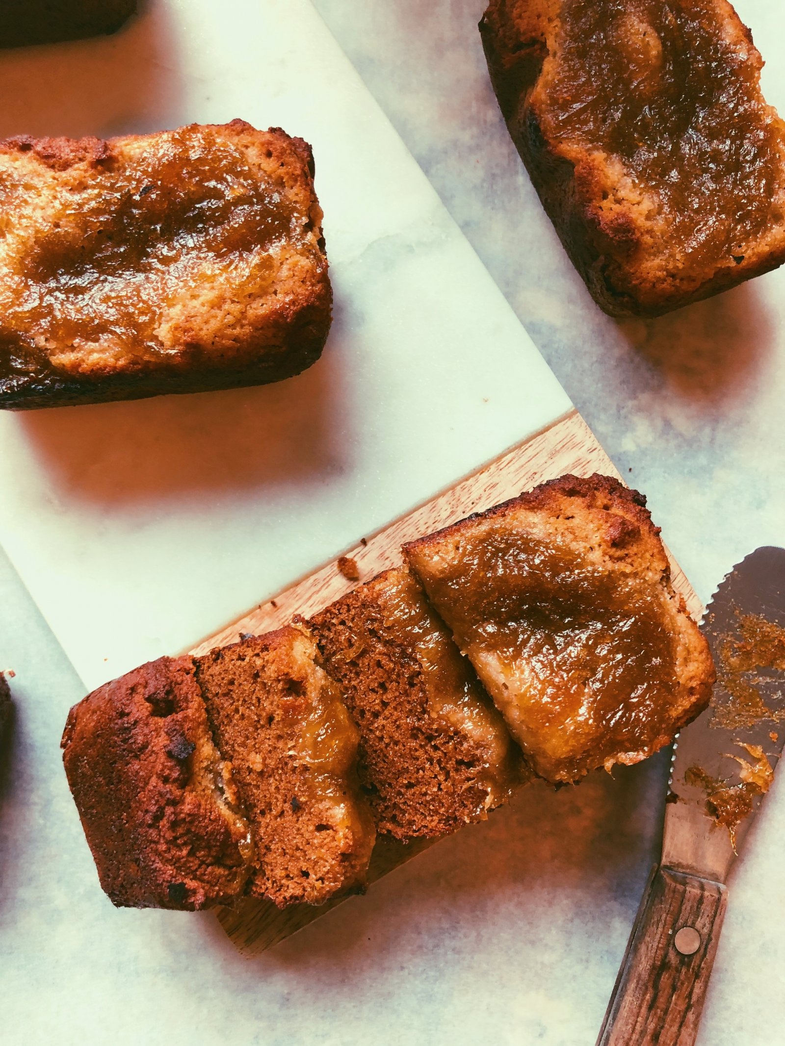 mini rhubarb compote loaves