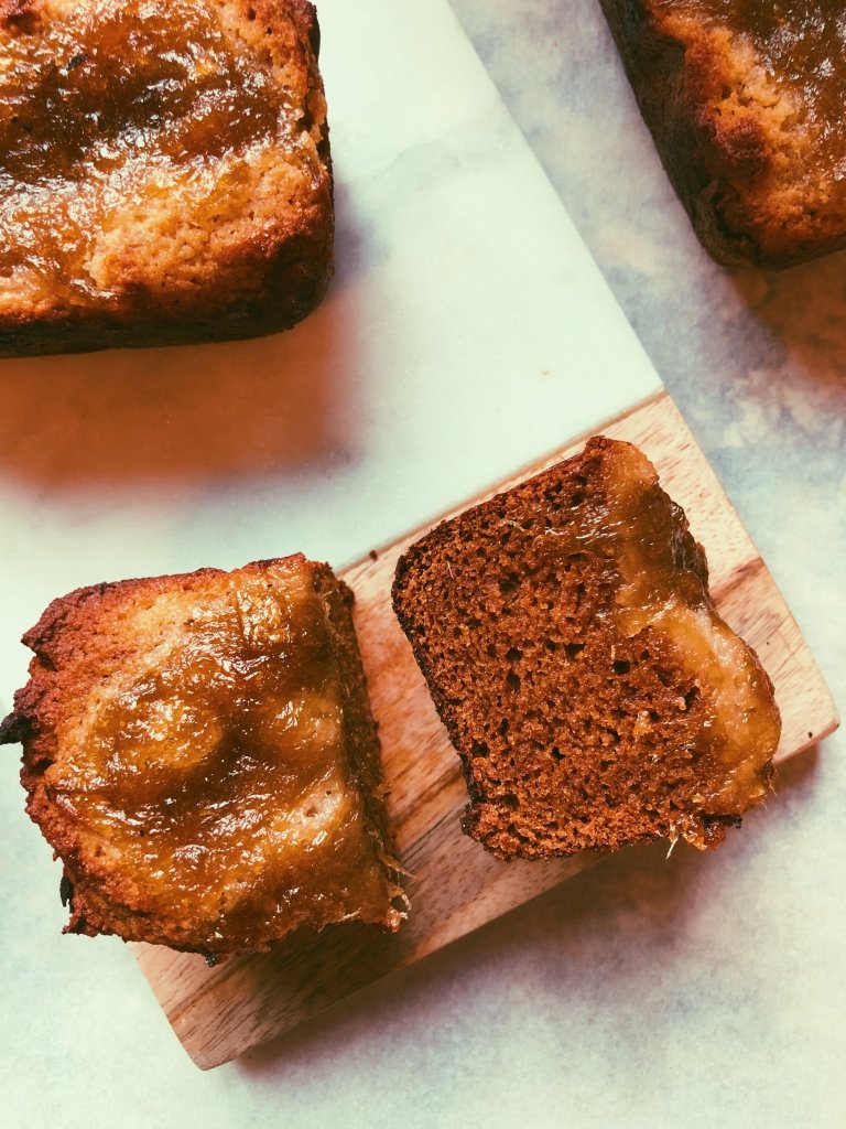 rhubarb compote mini loaves