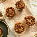 strawberry honey-infused muffins with granola crumb topping