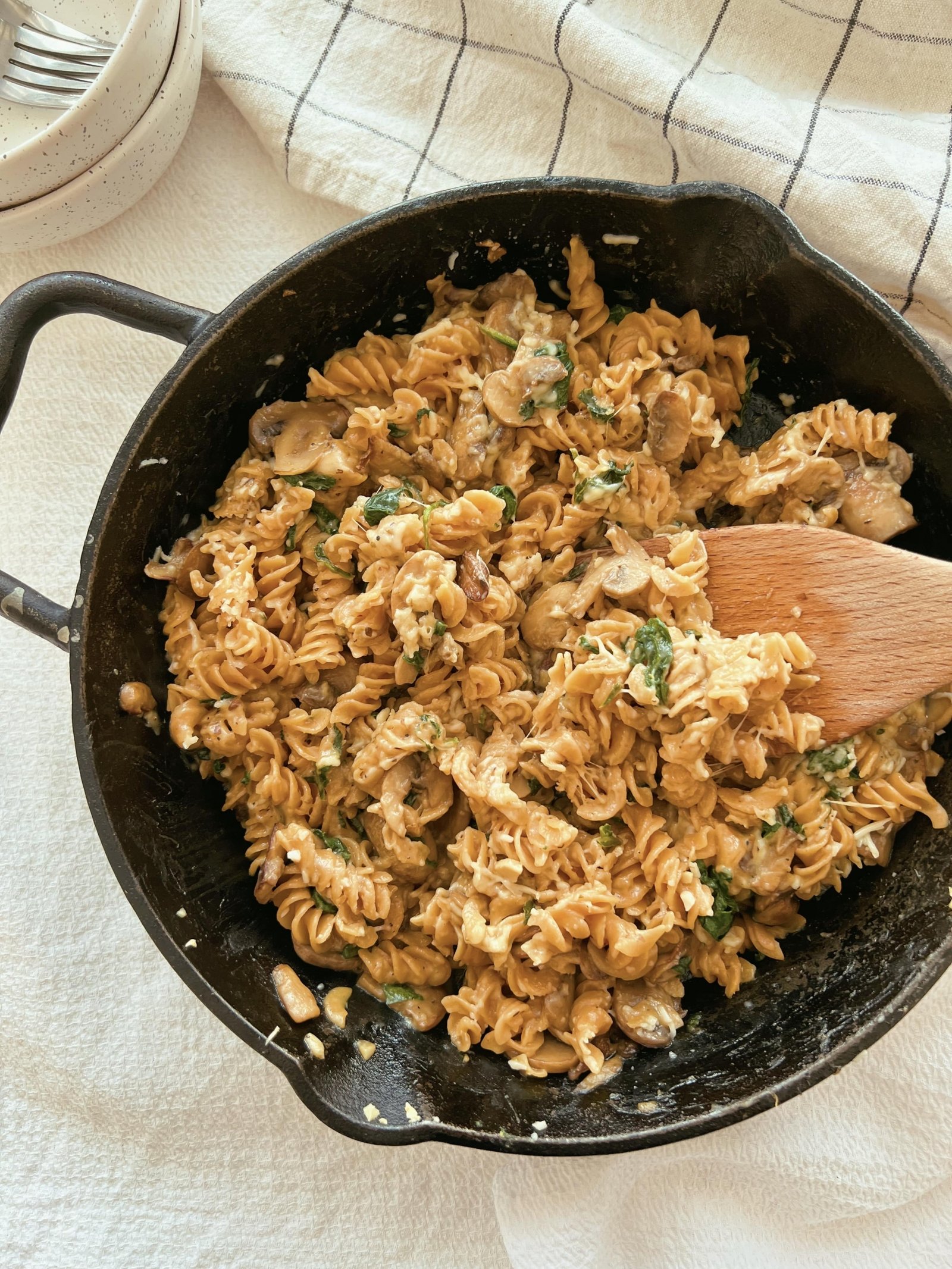 mushroom spinach pasta (grain free)