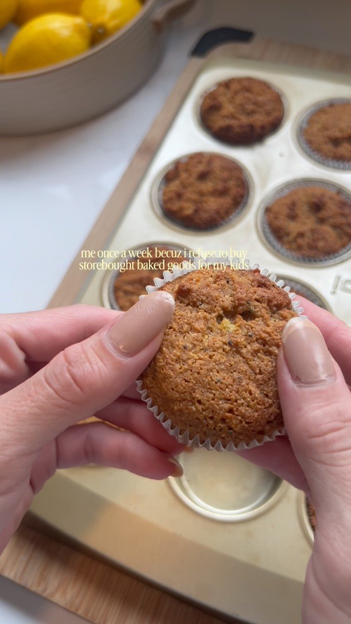 homemade muffins can be super simple, filling and satisfying!! i make grain free and refined sugar free ones, using coconut flour or almond flour and sweetened w honey. these ones are lemon poppyseed,
lmk if you want the recipe! 

toddler snacks • grain free recipes • refined sugar free
