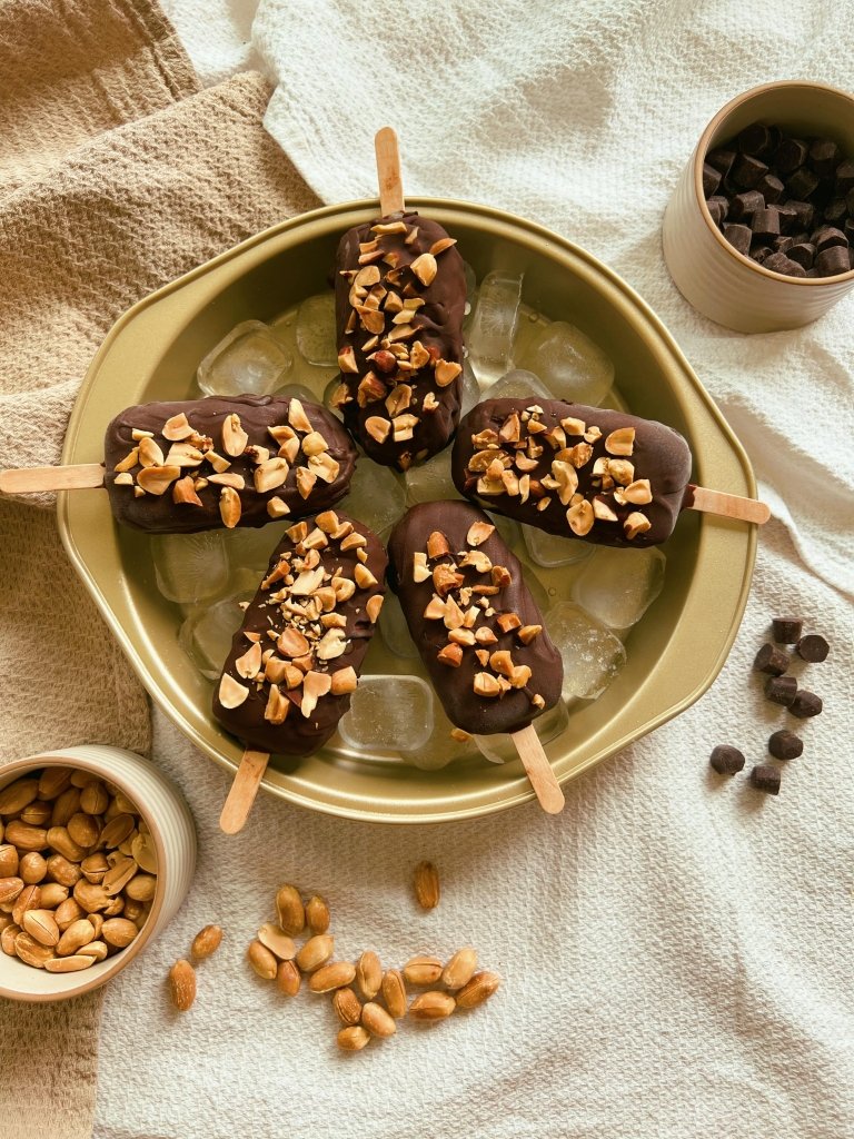 peanut butter chocolate covered ice cream bar (refined sugar free)