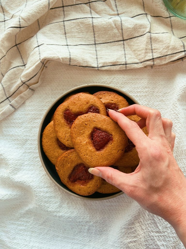 peanut butter & jam cookies (grain free, refined sugar free)