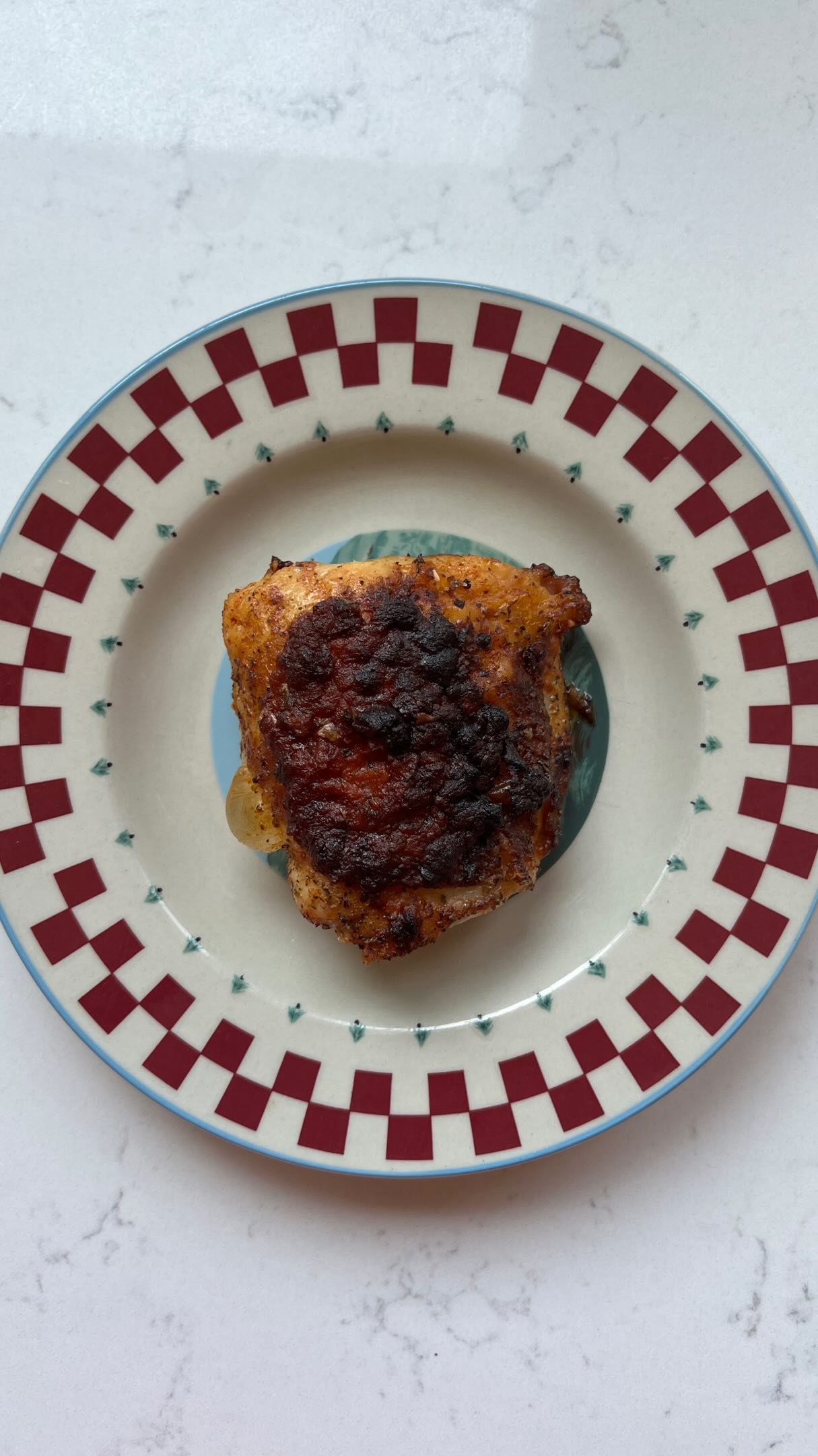 this is me at least once a week, usually twice. becuz both my girls (3 and 1) and their dad love it. i kid u not the other day my 1 year old ate like 3 chicken thighs. she’s crazy. 

i’ve been making my own spice rubs and marinades for almost 10 years now and it’s a habit i simply cannot / won’t drop becuz a) it’s easy to make your own if you keep spices on hand!!! i buy spices in bulk, i use a lot of paprika and b) taste better/we feel better about eating it (that’s kind like c) too). i have other options on my site that are easy, refined sugar free and make leftovers, but the recipe i did for the chicken thighs in the video (was a big pack from costco) is included below. save for later! 💞💌🍗

spice rub 
* 2 tsp paprika
* 2 tsp salt
* 2 tsp oregano
* 1/2 tsp basil
* 1/2 tsp cumin
marinade
* 1 tbsp of dijon
* 1 tbsp tomato paste
* 1/4 cup evoo
* 1 tbsp acv
* 3 cloves of garlic, minced or chopped finely 
i use my convection oven at 365 for 50 minutes or so. 

homemade chicken • spice rub • refined sugar free • chicken recipe