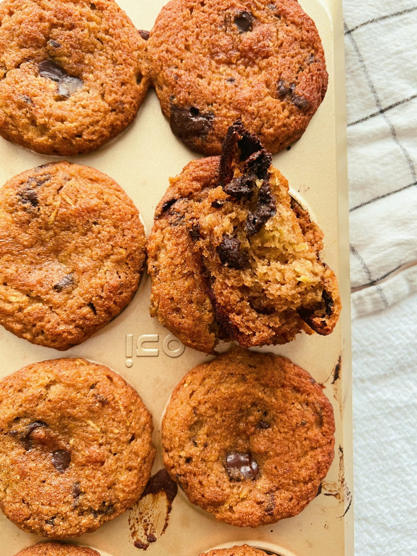 olive oil zucchini chocolate chip muffins (coconut flour)
