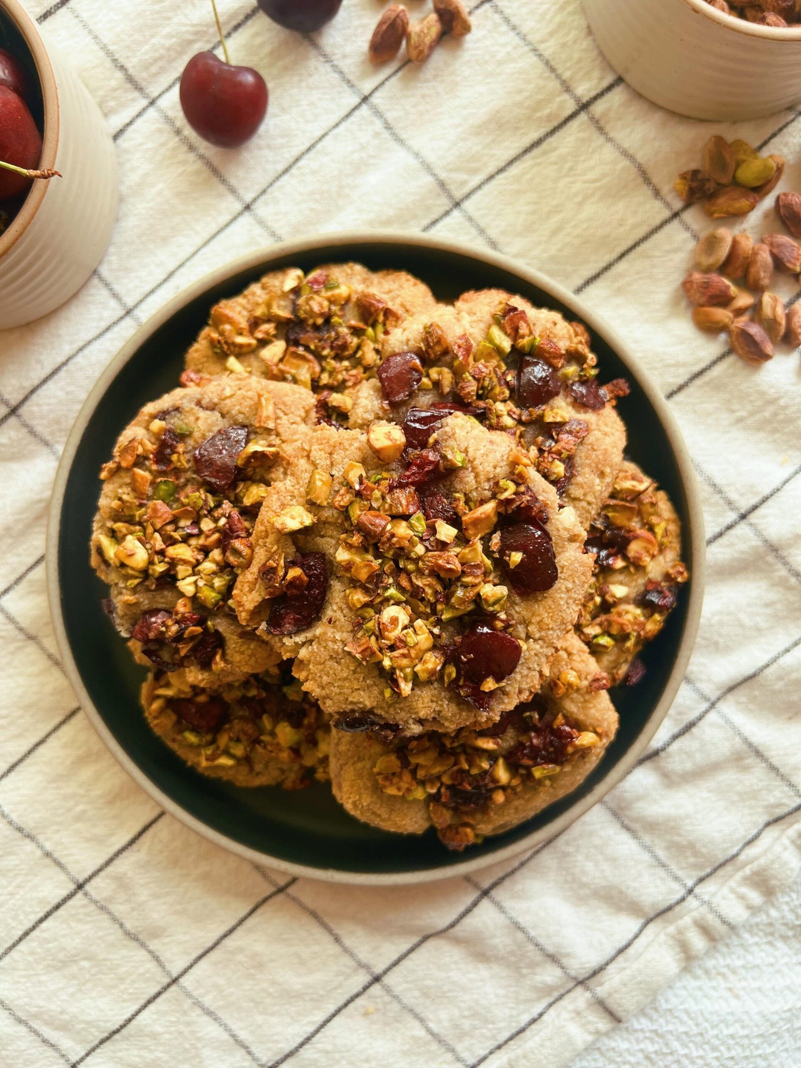 cherry pistachio crumble cookies (grain free)