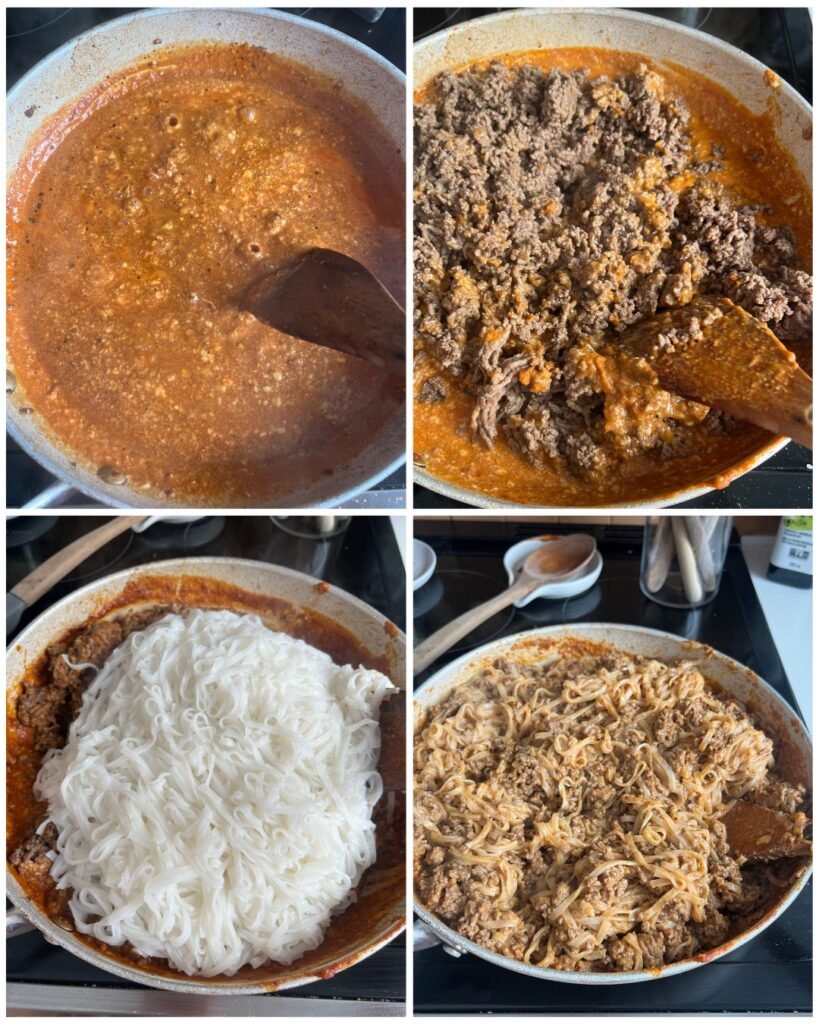 pad thai-inspired beef and rice noodles