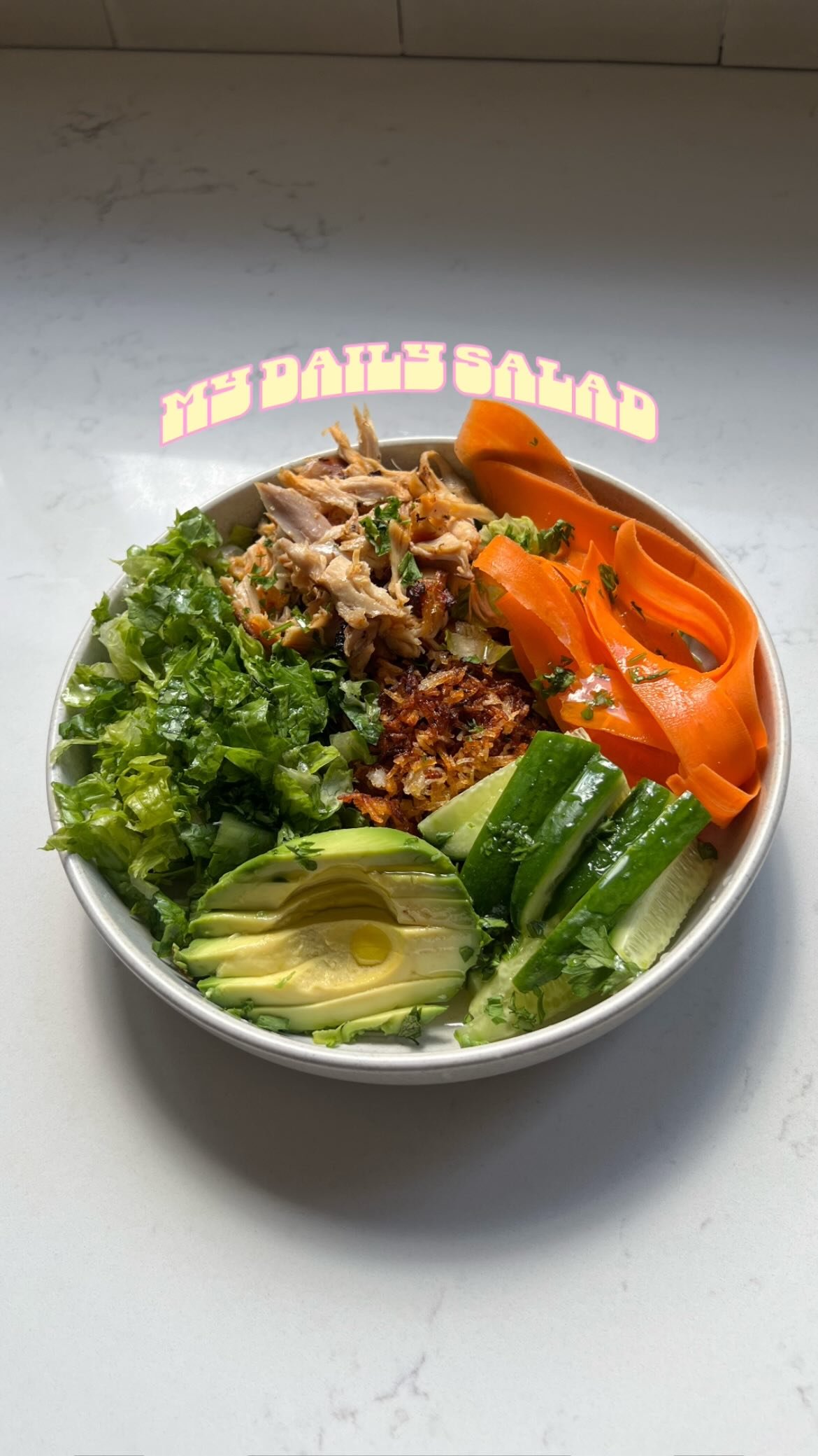 my daily salad ep.26 |

follow @earth.to.rose for more salad inspo 🥗

pro tip: use your leftover broth from any broth rice bowl that you’ve made recently to make some crispy rice salad. throw that leftover broth onto some plain white rice and bake it in the oven at 430 for 20 to 30 minutes basically until it’s browned but not burnt, and enjoy it with a salad for an extra crunchy flavor. its so good. it also goes really well with salmon or chicken. for my salad, i did it with a side of shredded chicken, avocado, carrot ribbons and cucumber sticks. i really didn’t do much in the way of salad dressing. i just drizzled olive oil and squeeze a lemon on top with some fresh herbs.

follow @earth.to.rose for more salad inspo 🥗

healthy meals • salad recipes • crispy rice salad • crispy rice • salad bowl • salad ideas